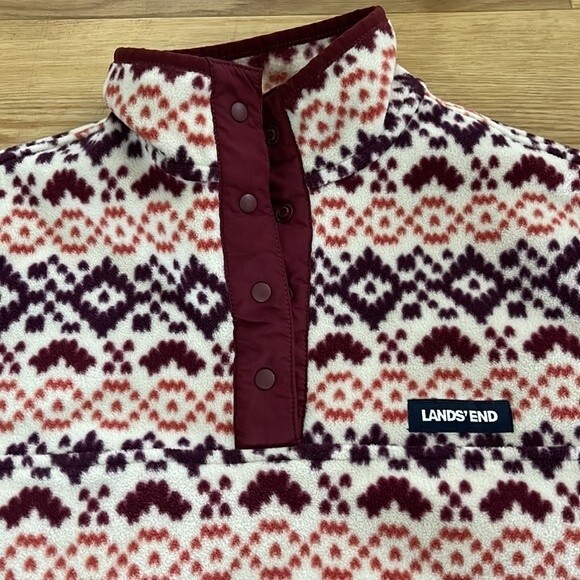 Lands End Womens Herritage Classic Fleece Snap Neck Pullover Size XS Aztec Soft - Picture 5 of 7